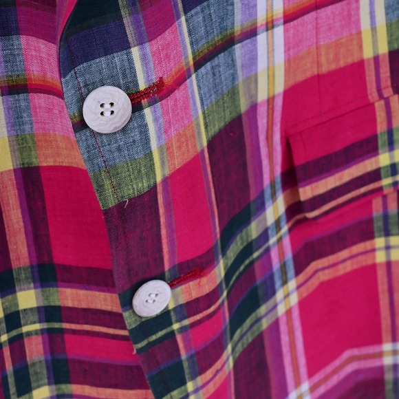 VTG Polo University Club Ralph Lauren Madras Blazer 80s Union Made Plaid Luxe - Picture 5 of 16